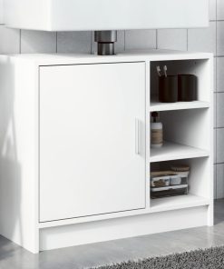 vidaXL Waschbeckenunterschrank Weiß 63x29x55 cm Holzwerkstoff