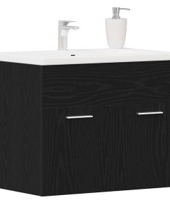 vidaXL Waschbeckenunterschrank Schwarz Eichen-Optik 60x38,5x46 cm
