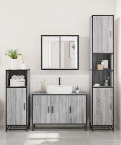 vidaXL Waschbeckenunterschrank Grau Sonoma 90x33x60 cm Holzwerkstoff