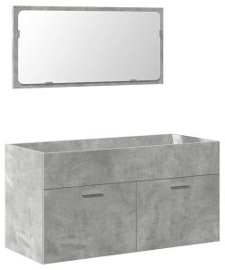 vidaXL Badschrank mit Spiegel Betongrau Holzwerkstoff