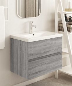 vidaXL Waschbeckenunterschrank Grau Sonoma 60x38,5x45 cm Holzwerkstoff