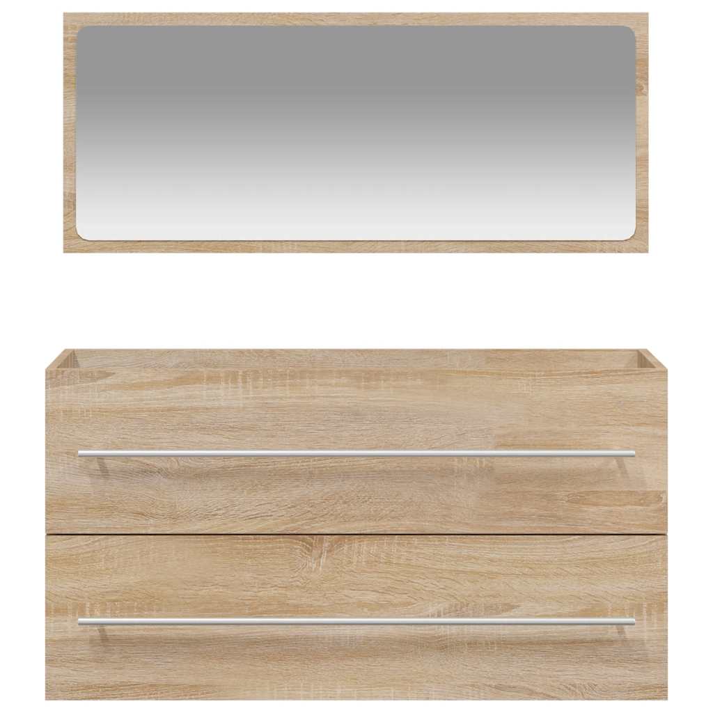 vidaXL Badschrank mit Spiegel Sonoma-Eiche Holzwerkstoff