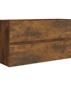 vidaXL Waschbeckenschrank Räuchereiche 90x38,5x45 cm Holzwerkstoff
