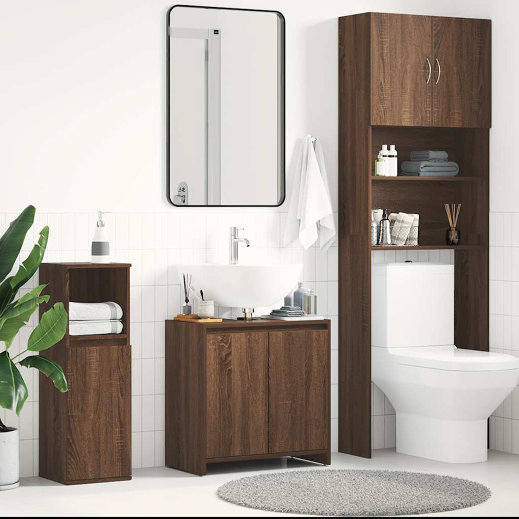 vidaXL Badschrank Braun Eichen-Optik 60x33x61 cm Holzwerkstoff