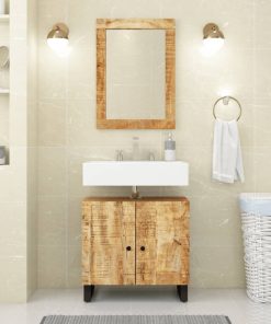 vidaXL Waschbeckenunterschrank Massivholz Mango und Holzwerkstoff