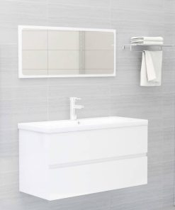 vidaXL Waschbeckenunterschrank Hochglanz-Weiß 90x38,5x45 cm