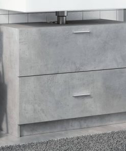vidaXL Waschbeckenunterschrank Betongrau 78x37x59 cm Holzwerkstoff