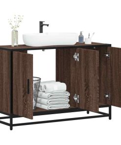 vidaXL Waschbeckenunterschrank Braun Eichen-Optik 90x33x60 cm