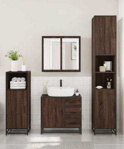 vidaXL Waschbeckenunterschrank Braun Eichen-Optik 65x33x60 cm