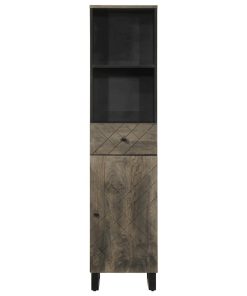 vidaXL Badschrank Schwarz 38x33x160 cm Massivholz Mango