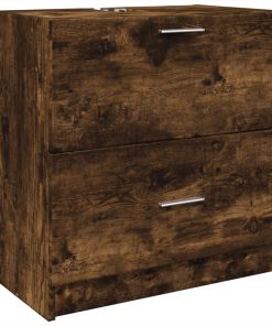 vidaXL Waschbeckenunterschrank Räuchereiche 59x37x59 cm Holzwerkstoff