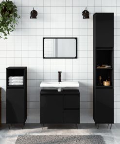 vidaXL Badschrank Schwarz 30x30x190 cm Holzwerkstoff