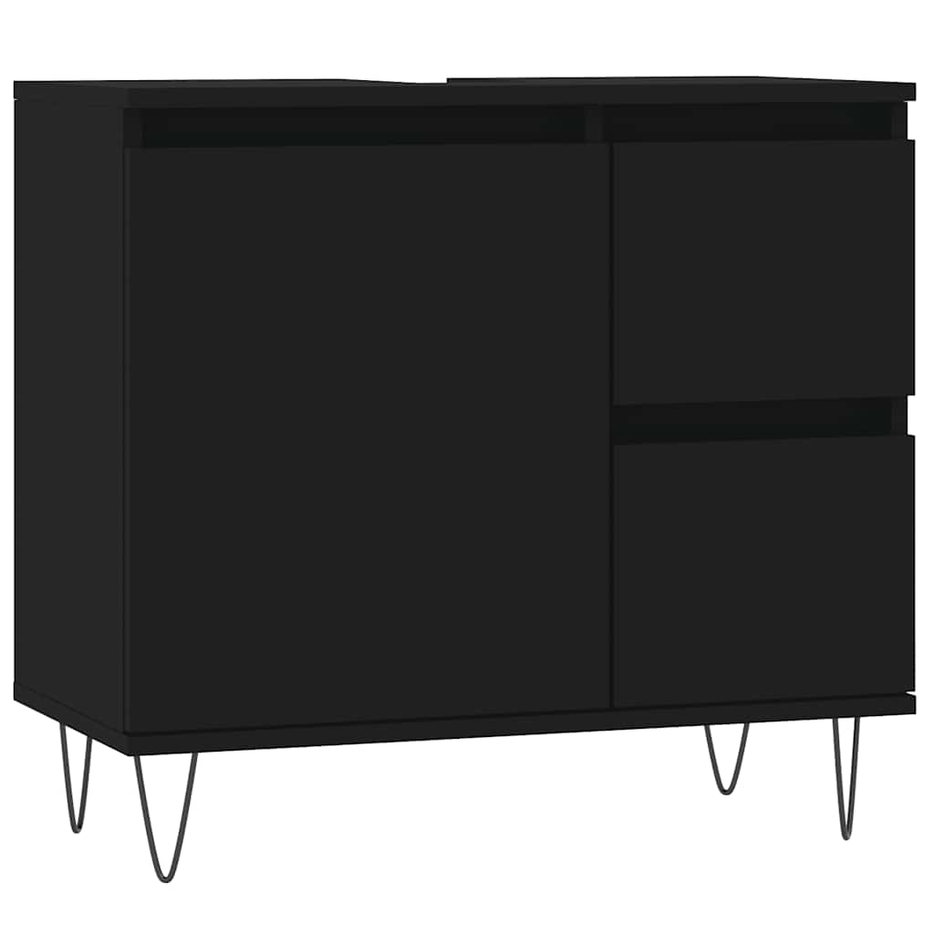 vidaXL Badschrank Schwarz 65x33x60 cm Holzwerkstoff