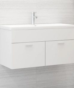 vidaXL Waschbeckenunterschrank Weiß 90x38,5x46 cm Holzwerkstoff