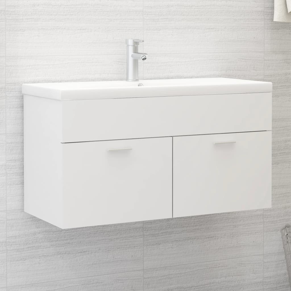 vidaXL Waschbeckenunterschrank Weiß 90x38,5x46 cm Holzwerkstoff