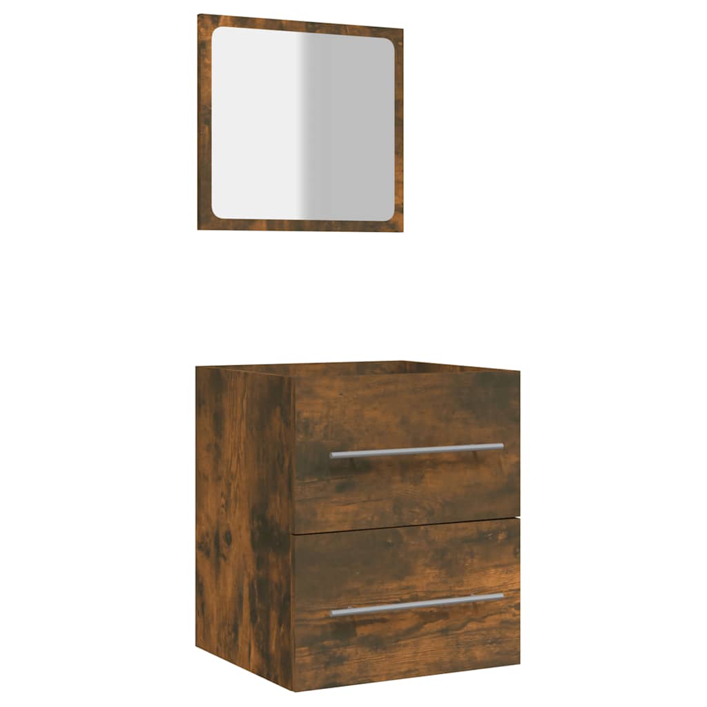 vidaXL Badschrank mit Spiegel Räuchereiche 41x38,5x48 cm