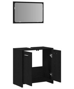 vidaXL Badschrank mit Spiegel Schwarz Eichen-Optik Holzwerkstoff