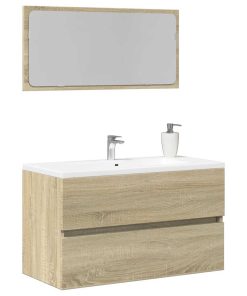 vidaXL Badschrank mit Spiegel Sonoma-Eiche 80x38,5x45 cm