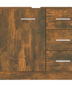 vidaXL Waschbeckenschrank Räuchereiche 63x30x54 cm Holzwerkstoff