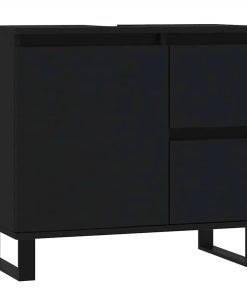 vidaXL Badschrank Schwarz 65x33x60 cm Holzwerkstoff