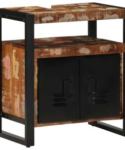 vidaXL Waschbeckenunterschrank 55x35x60 cm Altholz Massivholz