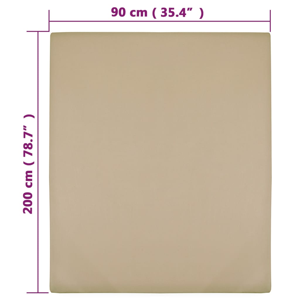 vidaXL Spannbettlaken Jersey Taupe 90x200 cm Baumwolle