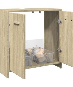 vidaXL Waschbeckenunterschrank Sonoma-Eiche 60x33x60 cm Holzwerkstoff
