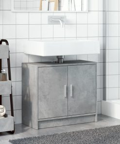 vidaXL Waschbeckenunterschrank Betongrau 63x29x55 cm Holzwerkstoff