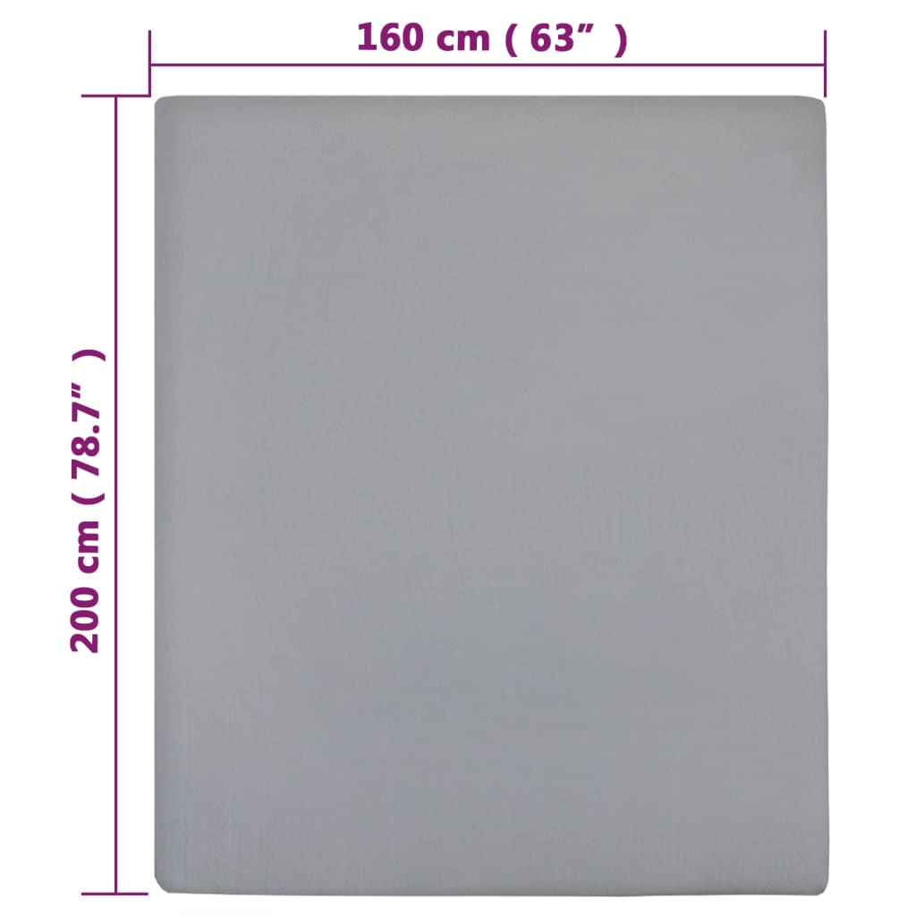 vidaXL Spannbettlaken 2 Stk. Jersey Grau 160x200 cm Baumwolle