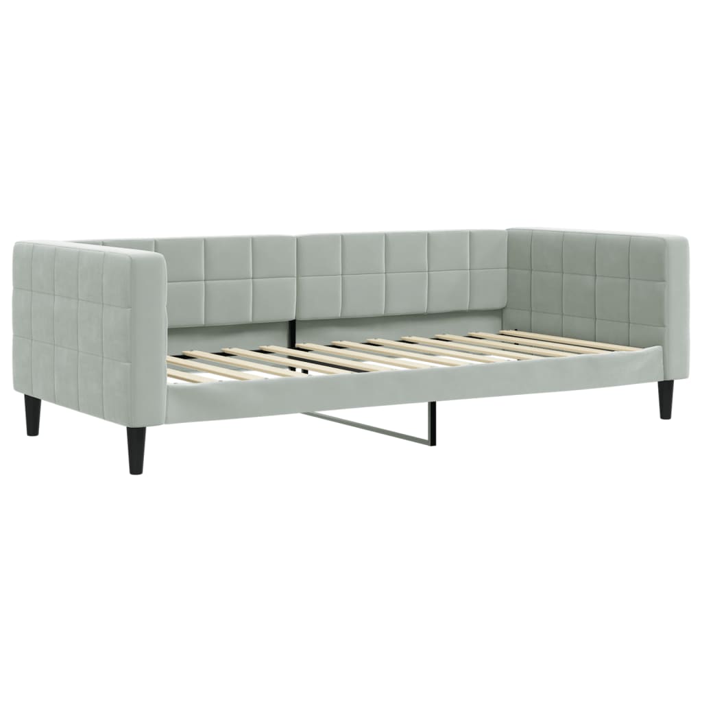 vidaXL Tagesbett Ausziehbar mit Matratzen Hellgrau 90x200 cm Samt