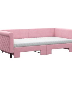 vidaXL Tagesbett Ausziehbar mit Matratzen Rosa 100x200 cm Samt