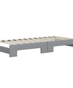 vidaXL Tagesbett Ausziehbar mit Matratze Hellgrau 90x200 cm Stoff