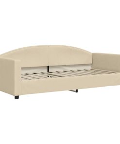 vidaXL Tagesbett Ausziehbar mit Matratzen Creme 90x200 cm Stoff