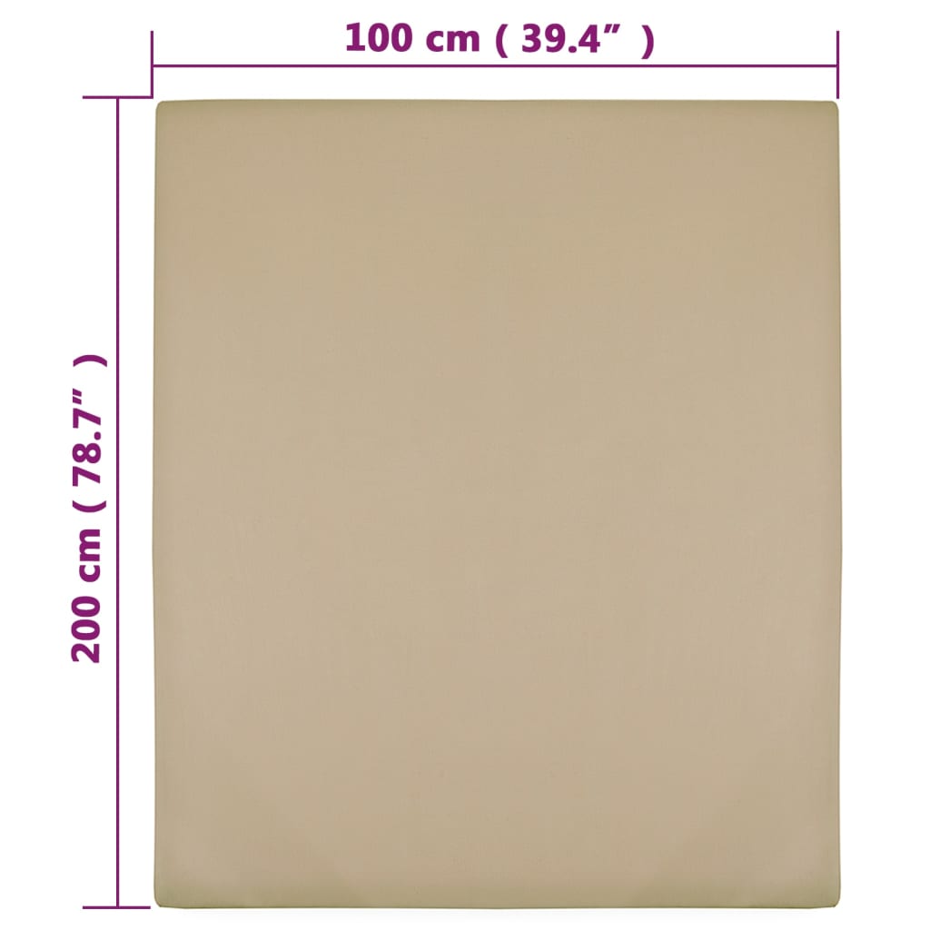vidaXL Spannbettlaken Jersey Taupe 100x200 cm Baumwolle