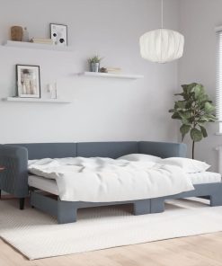 vidaXL Tagesbett Ausziehbar mit Matratzen Dunkelgrau 90x200 cm Samt