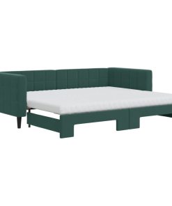 vidaXL Tagesbett Ausziehbar mit Matratzen Dunkelgrün 90x200 cm Samt