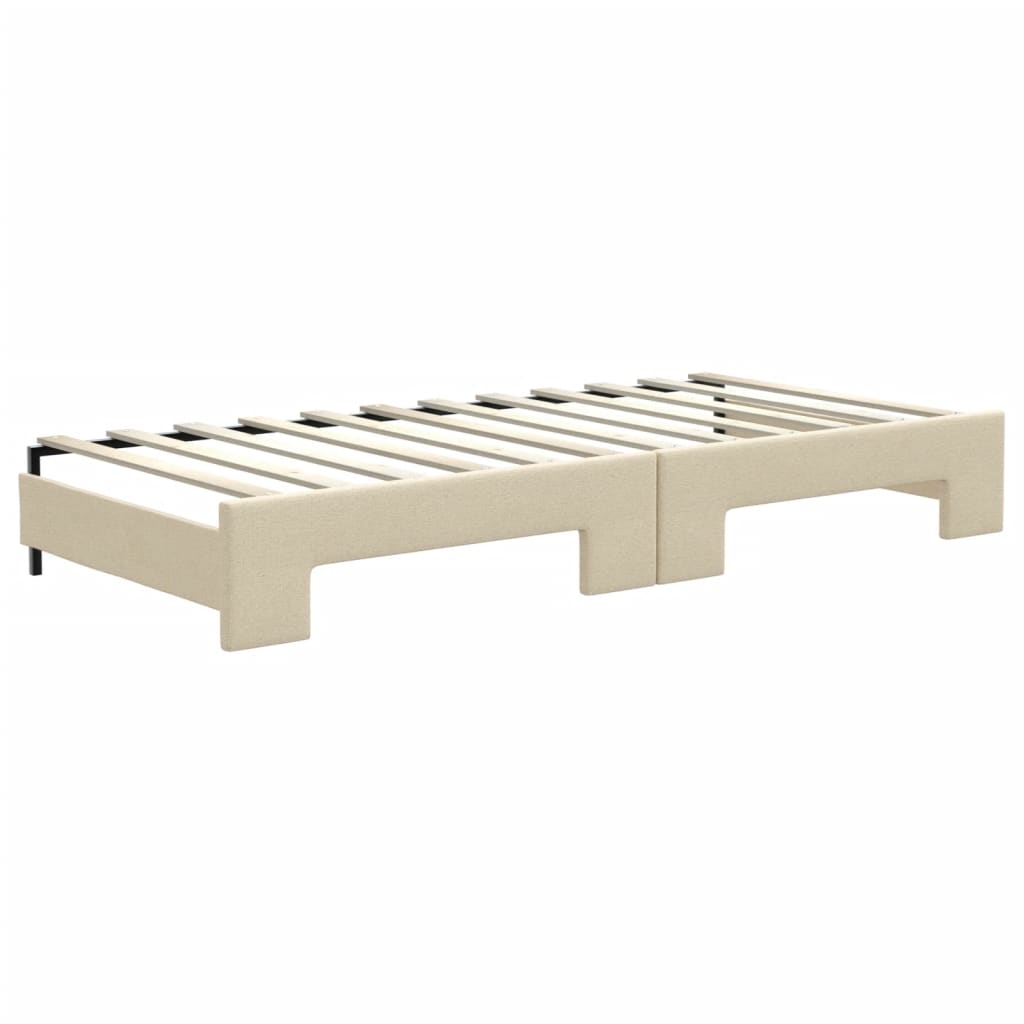 vidaXL Tagesbett Ausziehbar mit Matratzen Creme 90x200 cm Stoff