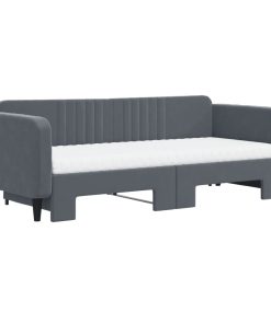vidaXL Tagesbett Ausziehbar mit Matratzen Dunkelgrau 90x200 cm Samt