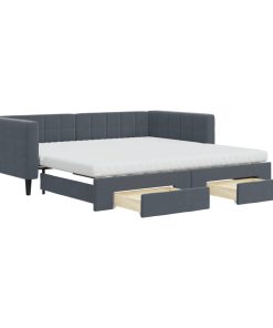 vidaXL Tagesbett Ausziehbar mit Schubladen Dunkelgrau 100x200 cm Samt