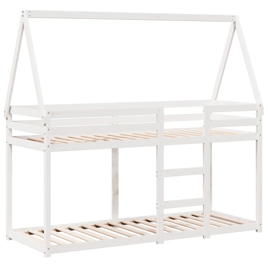 vidaXL Etagenbett mit Dach Weiß 90x190 cm Massivholz Kiefer