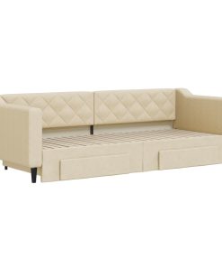 vidaXL Tagesbett Ausziehbar mit Schubladen Creme 80x200 cm Stoff