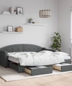 vidaXL Tagesbett Ausziehbar mit Schubladen Dunkelgrau 90x190 cm Stoff