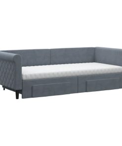 vidaXL Tagesbett Ausziehbar mit Schubladen Dunkelgrau 90x200 cm Samt