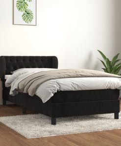 vidaXL Boxspringbett mit Matratze Schwarz 100x200 cm Samt