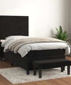 vidaXL Boxspringbett mit Matratze Schwarz 100x200 cm Samt
