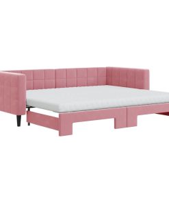 vidaXL Tagesbett Ausziehbar mit Matratzen Rosa 90x200 cm Samt