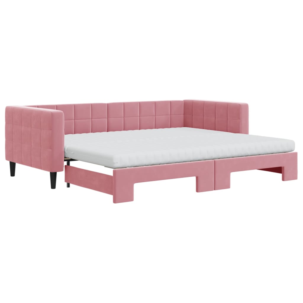 vidaXL Tagesbett Ausziehbar mit Matratzen Rosa 90x200 cm Samt