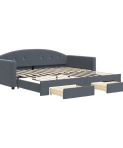 vidaXL Tagesbett Ausziehbar mit Schubladen Dunkelgrau 100x200 cm Samt