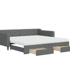 vidaXL Tagesbett Ausziehbar mit Schubladen Dunkelgrau 100x200 cm Stoff