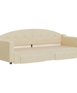 vidaXL Tagesbett Ausziehbar mit Schubladen Creme 80x200 cm Stoff